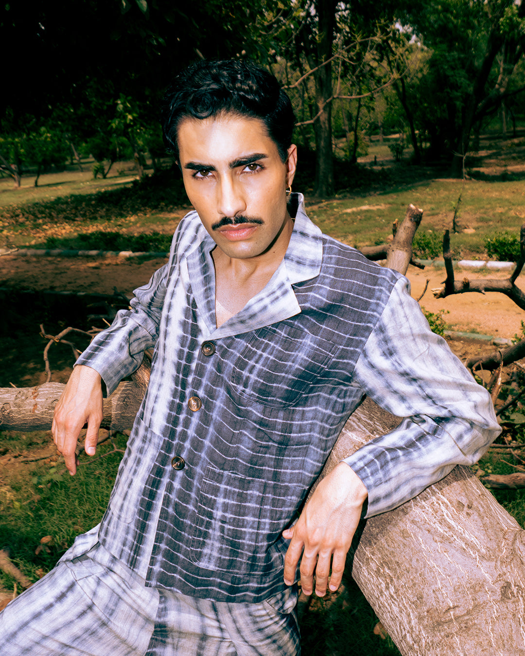 Wah Kaba Shibori Dye Linen Blazer