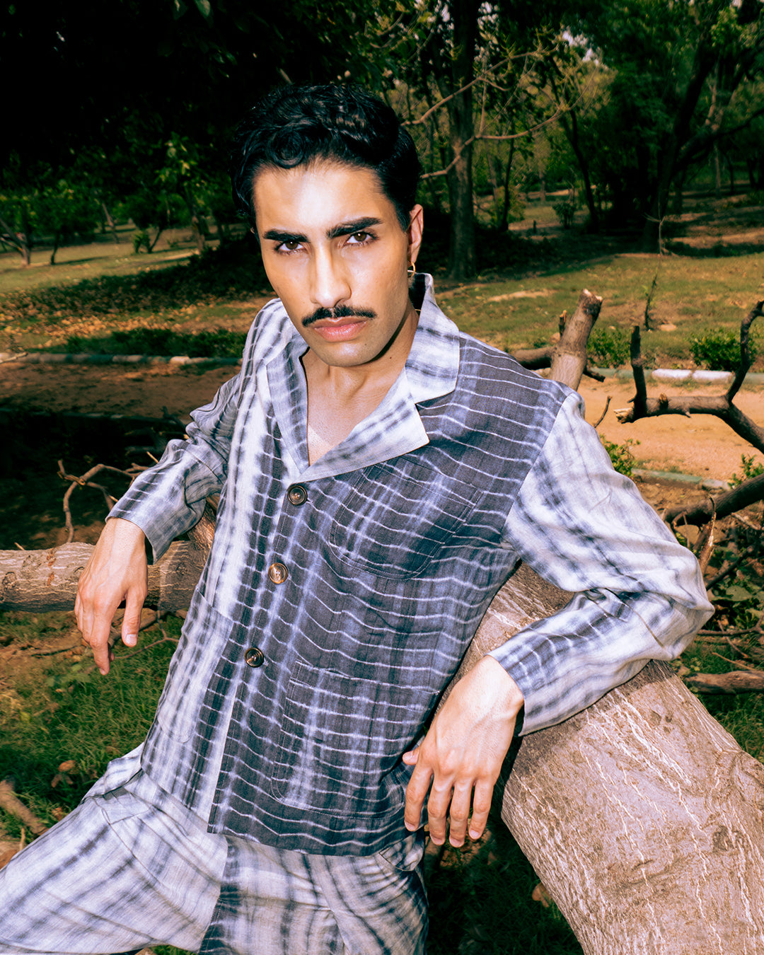 Wah Kaba Shibori Dye Linen Blazer